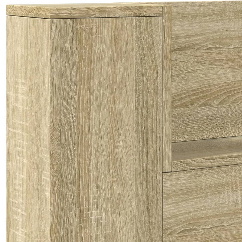 Headboard Cabinet with LED Sonoma Oak 140x16.5x103.5 cm