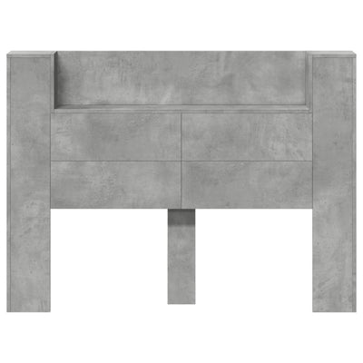 Headboard Cabinet with LED Concrete Grey 140x16.5x103.5 cm