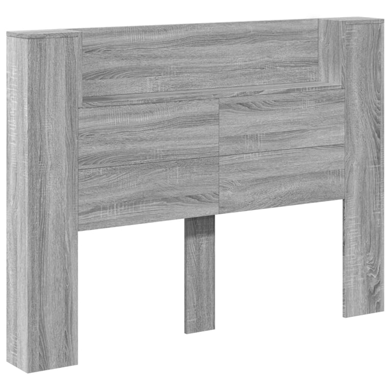 Headboard Cabinet with LED Grey Sonoma 140x16.5x103.5 cm