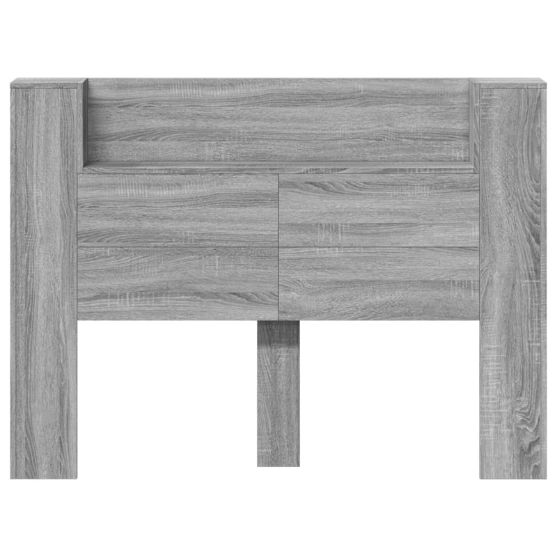 Headboard Cabinet with LED Grey Sonoma 140x16.5x103.5 cm