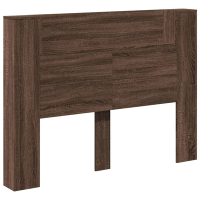 Headboard Cabinet with LED Brown Oak 140x16.5x103.5 cm