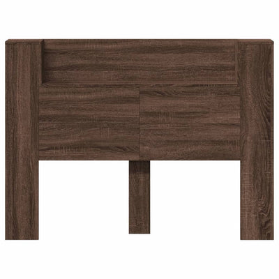 Headboard Cabinet with LED Brown Oak 140x16.5x103.5 cm