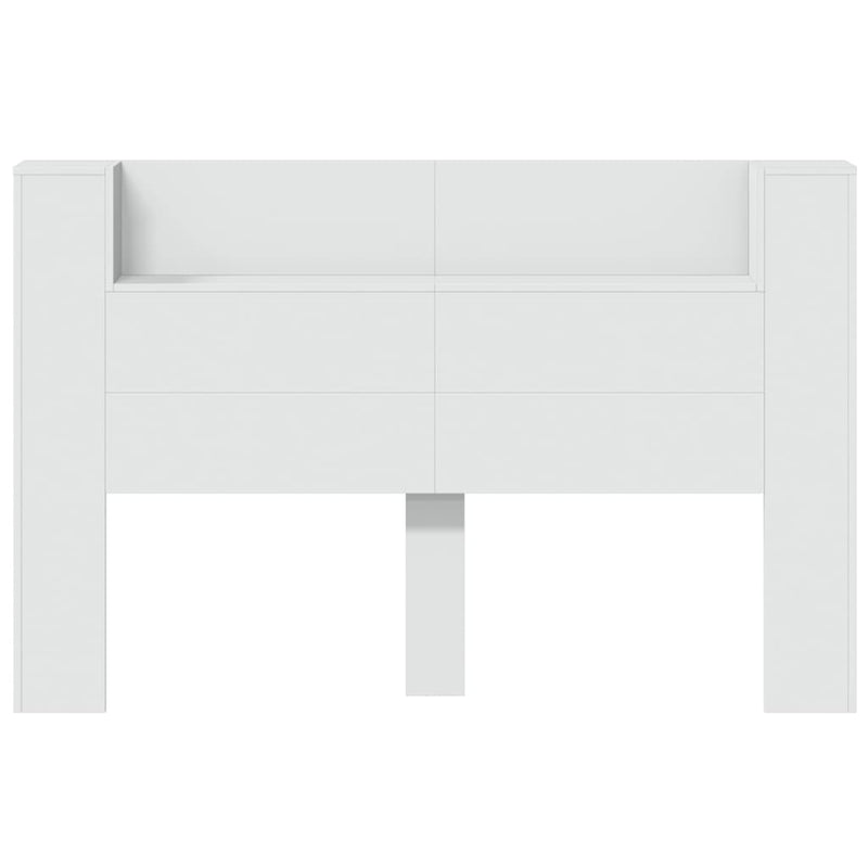 Headboard Cabinet with LED White 160x16.5x103.5 cm