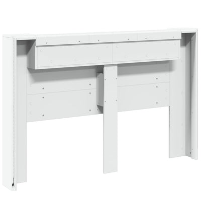 Headboard Cabinet with LED White 160x16.5x103.5 cm