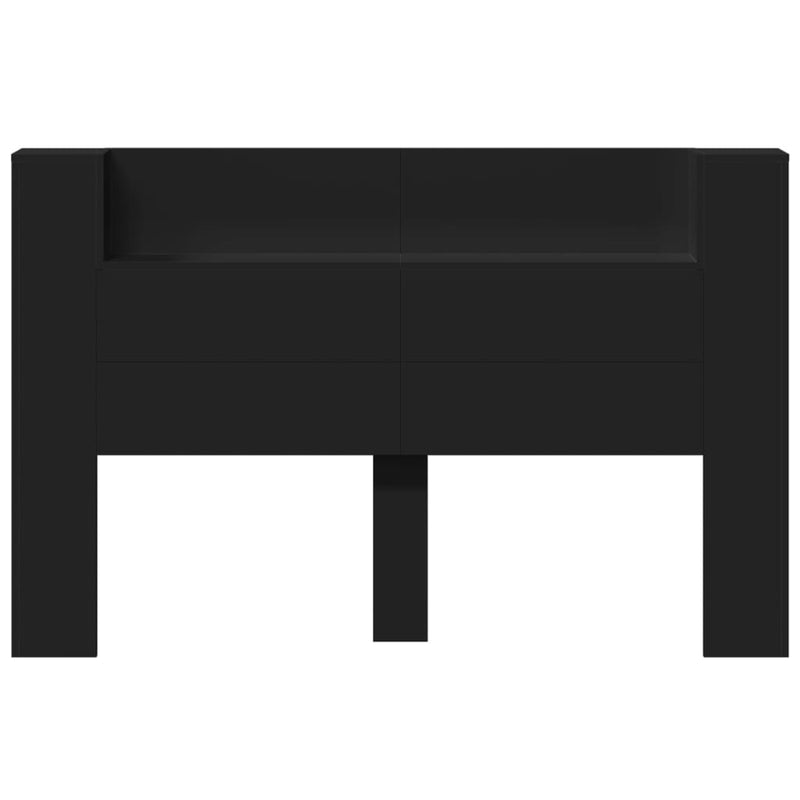 Headboard Cabinet with LED Black 160x16.5x103.5 cm