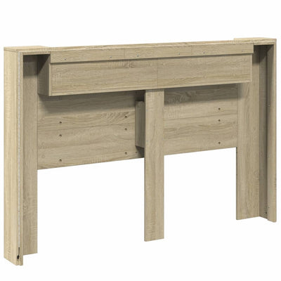 Headboard Cabinet with LED Sonoma Oak 160x16.5x103.5 cm