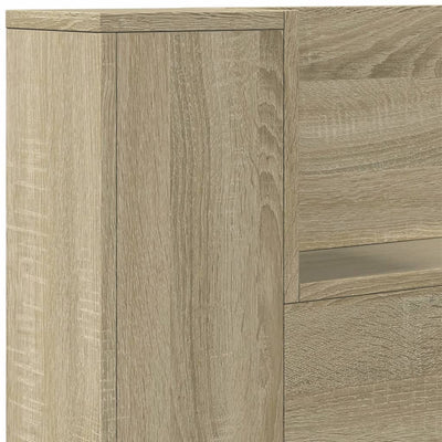 Headboard Cabinet with LED Sonoma Oak 160x16.5x103.5 cm