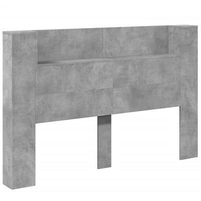 Headboard Cabinet with LED Concrete Grey 160x16.5x103.5 cm