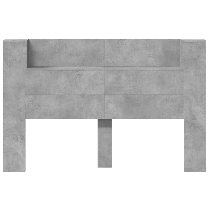 Headboard Cabinet with LED Concrete Grey 160x16.5x103.5 cm