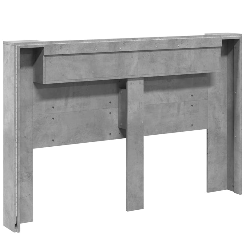 Headboard Cabinet with LED Concrete Grey 160x16.5x103.5 cm