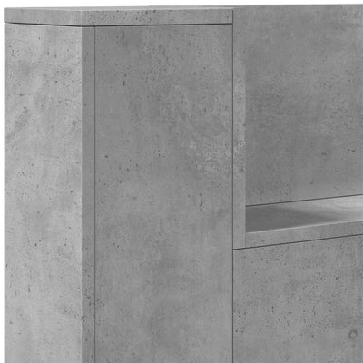 Headboard Cabinet with LED Concrete Grey 160x16.5x103.5 cm