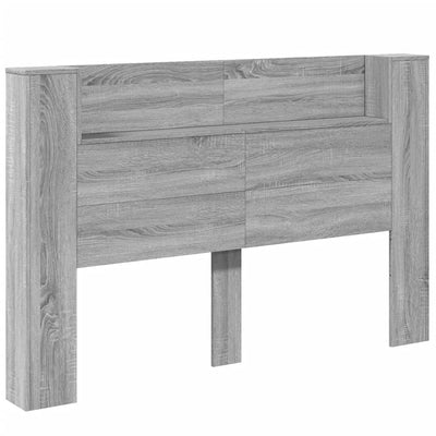 Headboard Cabinet with LED Grey Sonoma 160x16.5x103.5 cm