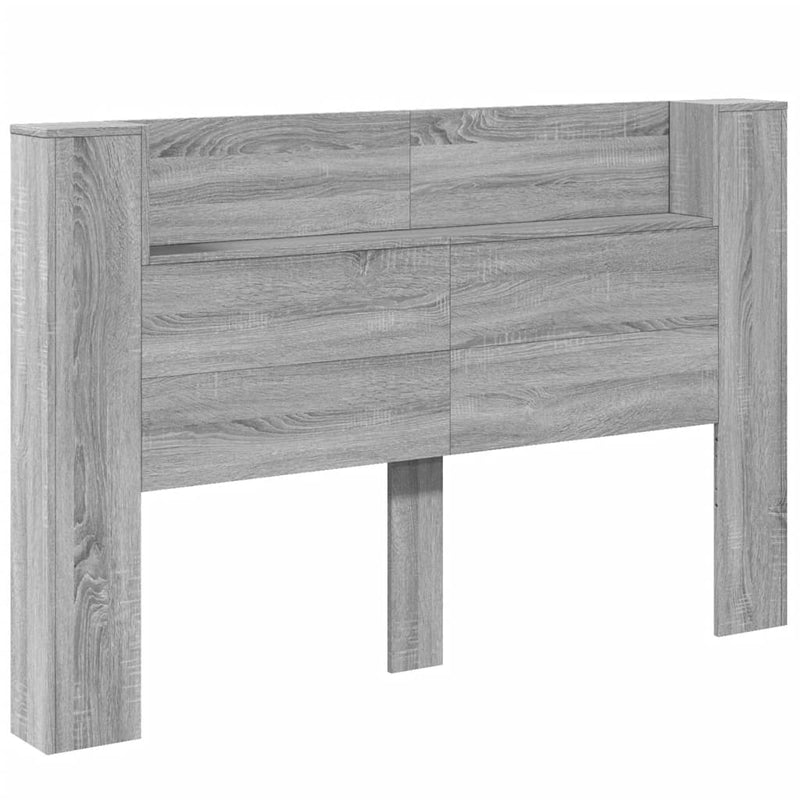 Headboard Cabinet with LED Grey Sonoma 160x16.5x103.5 cm