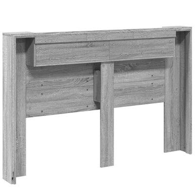 Headboard Cabinet with LED Grey Sonoma 160x16.5x103.5 cm