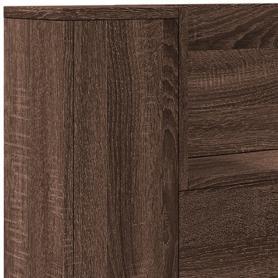 Headboard Cabinet with LED Brown Oak 160x16.5x103.5 cm