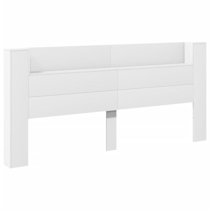 Headboard Cabinet with LED White 220x16.5x103.5 cm