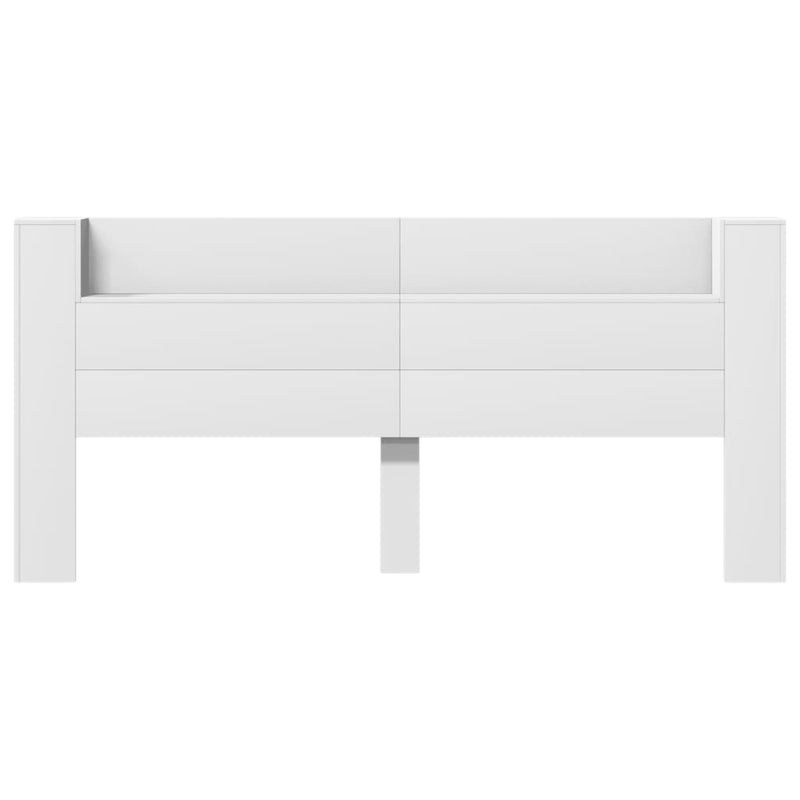 Headboard Cabinet with LED White 220x16.5x103.5 cm