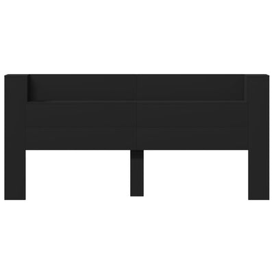 Headboard Cabinet with LED Black 220x16.5x103.5 cm