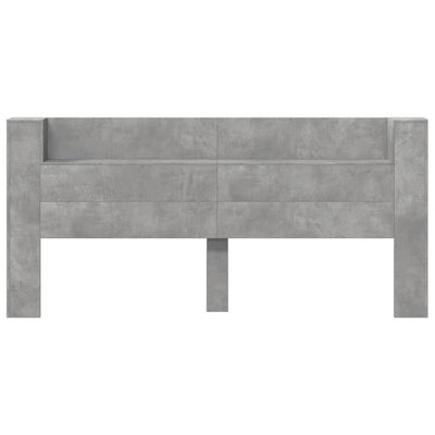 Headboard Cabinet with LED Concrete Grey 220x16.5x103.5 cm