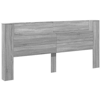 Headboard Cabinet with LED Grey Sonoma 220x16.5x103.5 cm