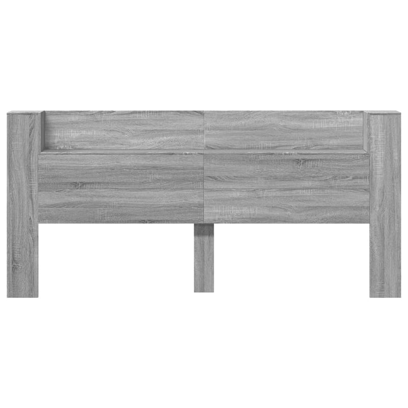 Headboard Cabinet with LED Grey Sonoma 220x16.5x103.5 cm