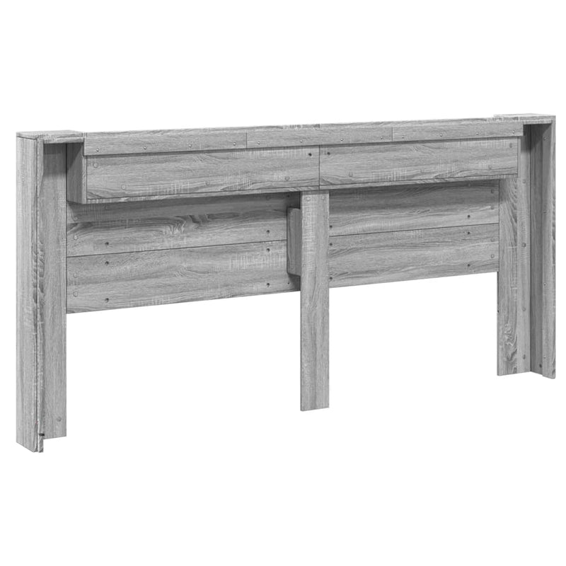 Headboard Cabinet with LED Grey Sonoma 220x16.5x103.5 cm