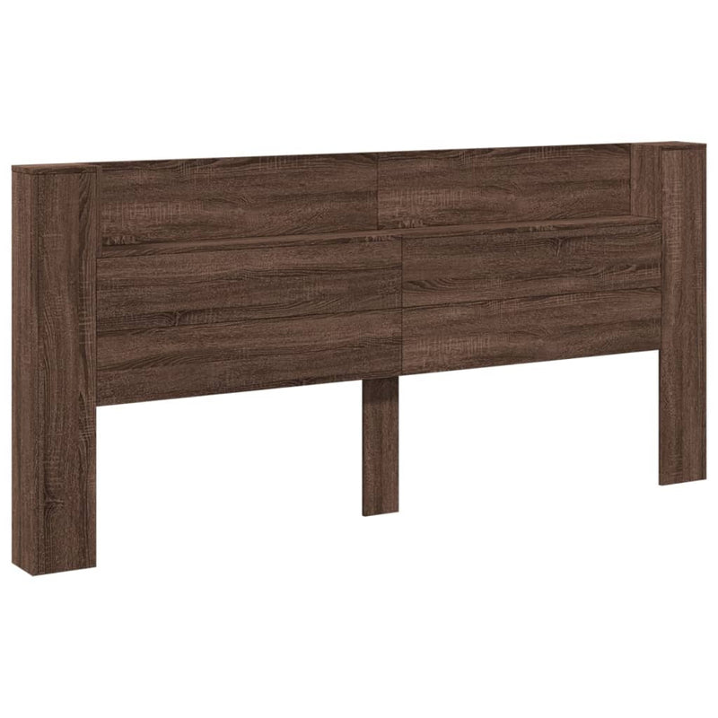 Headboard Cabinet with LED Brown Oak 220x16.5x103.5 cm