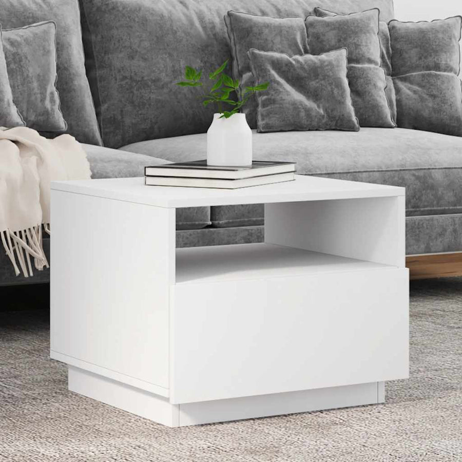 vidaXL Coffee Table with LED Lights White 50x49x40 cm 1
