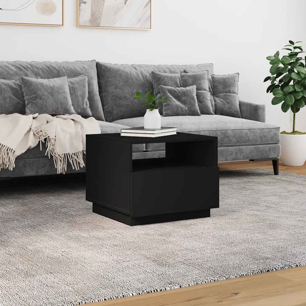 vidaXL Coffee Table with LED Lights Black 50x49x40 cm 4