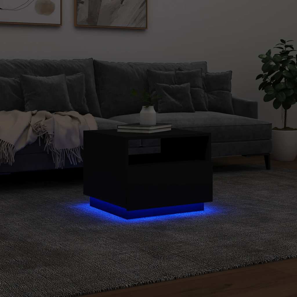 vidaXL Coffee Table with LED Lights Black 50x49x40 cm 5