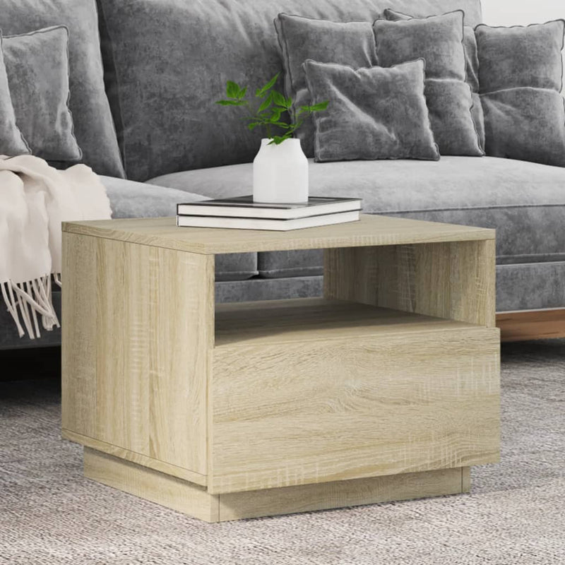 Coffee Table with LED Lights Sonoma Oak 50x49x40 cm