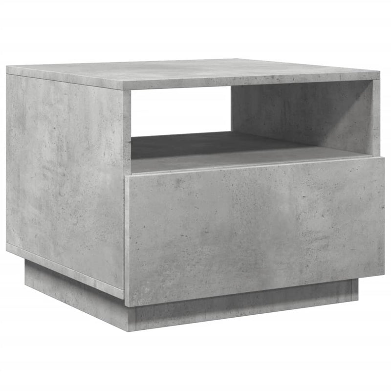 Coffee Table with LED Lights Concrete Grey 50x49x40 cm