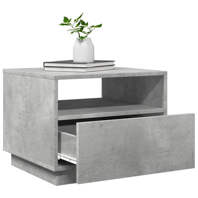 Coffee Table with LED Lights Concrete Grey 50x49x40 cm