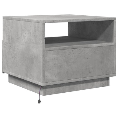 Coffee Table with LED Lights Concrete Grey 50x49x40 cm