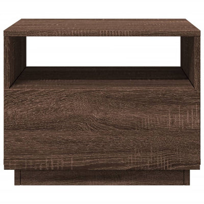 Coffee Table with LED Lights Brown Oak 50x49x40 cm