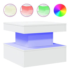 vidaXL Coffee Table with LED Lights White 50x50x40 cm 2