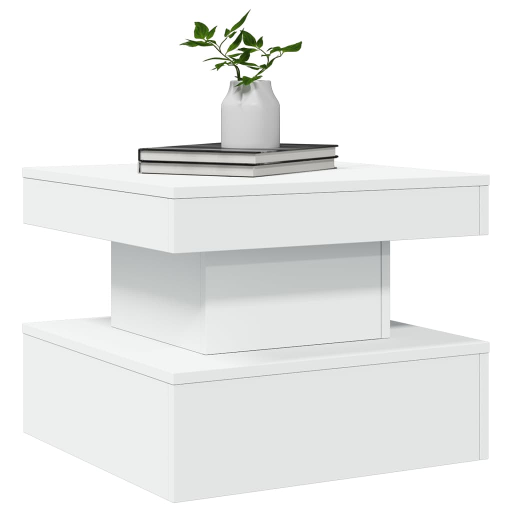 vidaXL Coffee Table with LED Lights White 50x50x40 cm 6