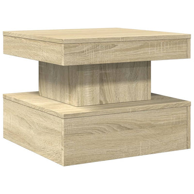 Coffee Table with LED Lights Sonoma Oak 50x50x40 cm