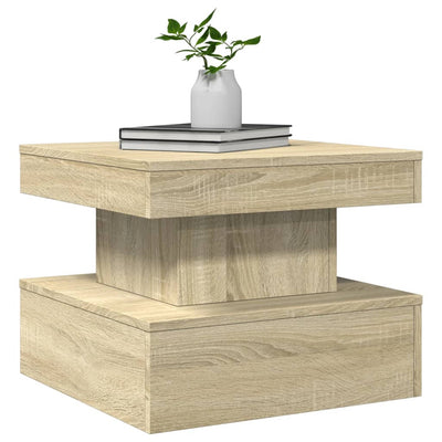 Coffee Table with LED Lights Sonoma Oak 50x50x40 cm