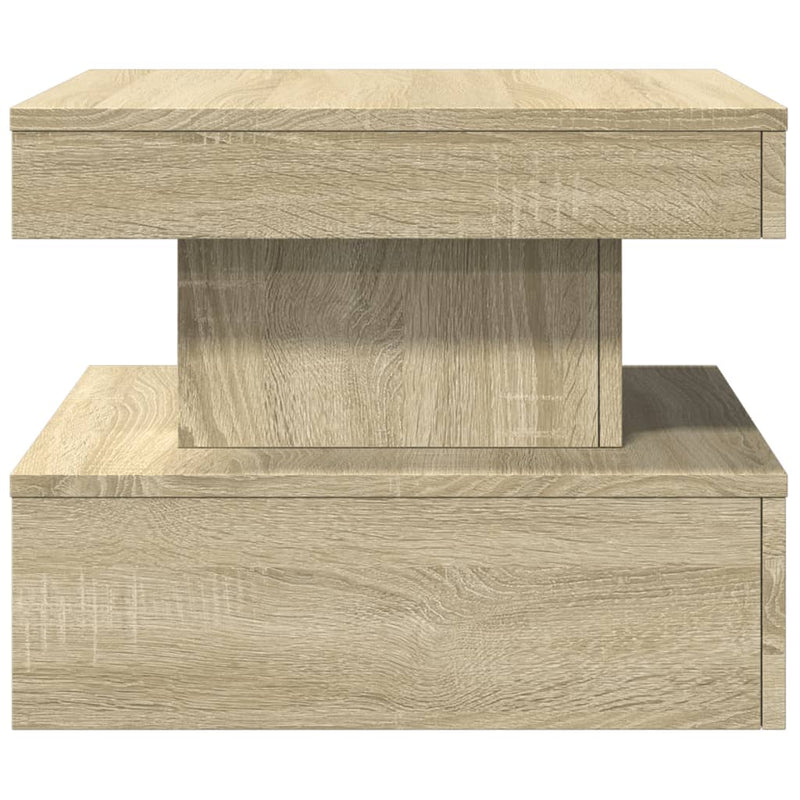 Coffee Table with LED Lights Sonoma Oak 50x50x40 cm