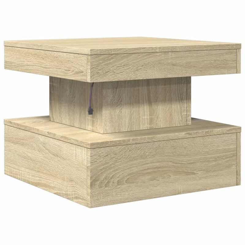 Coffee Table with LED Lights Sonoma Oak 50x50x40 cm