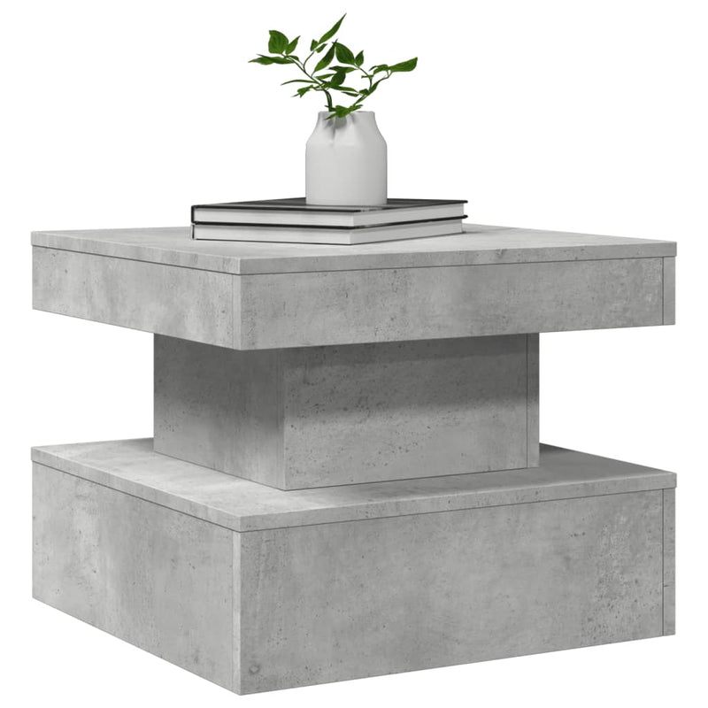 Coffee Table with LED Lights Concrete Grey 50x50x40 cm