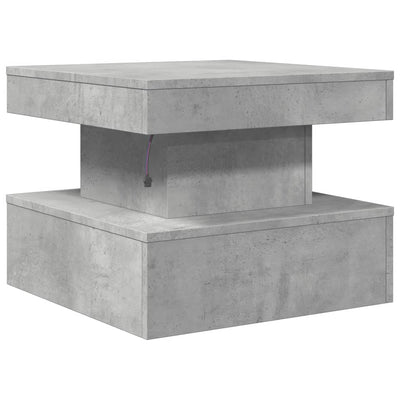 Coffee Table with LED Lights Concrete Grey 50x50x40 cm