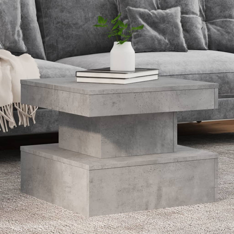 Coffee Table with LED Lights Concrete Grey 50x50x40 cm