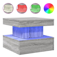 vidaXL Coffee Table with LED Lights Grey Sonoma 50x50x40 cm 2