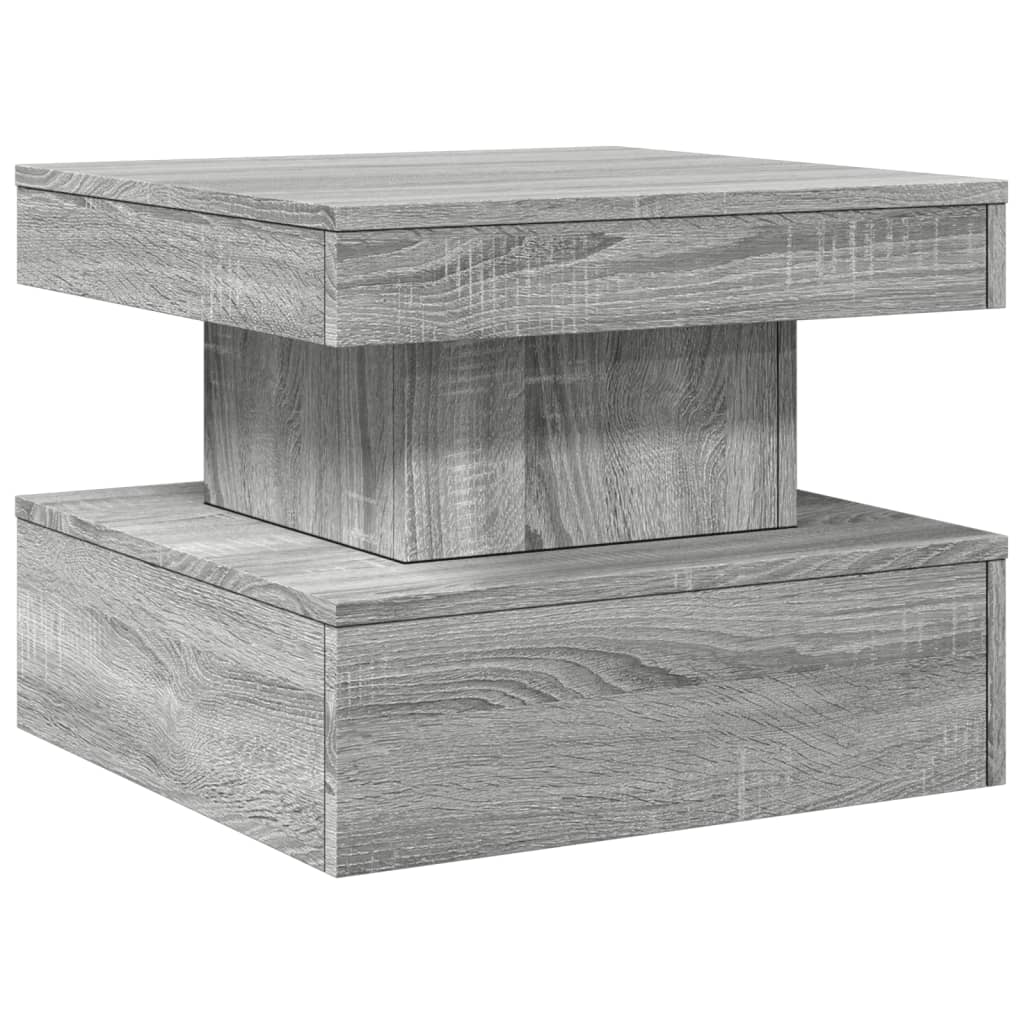vidaXL Coffee Table with LED Lights Grey Sonoma 50x50x40 cm 3