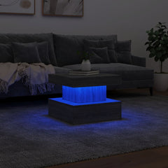 vidaXL Coffee Table with LED Lights Grey Sonoma 50x50x40 cm 5