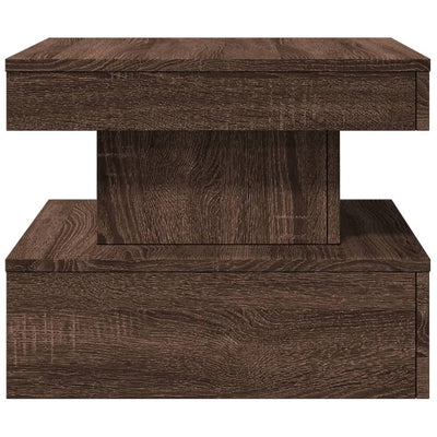 Coffee Table with LED Lights Brown Oak 50x50x40 cm