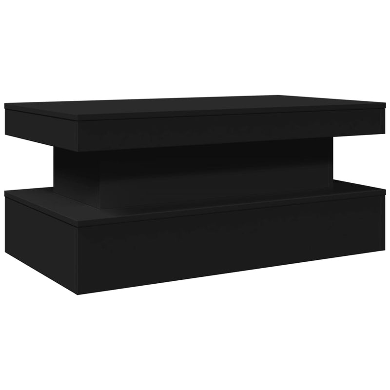 Coffee Table with LED Lights Black 90x50x40 cm