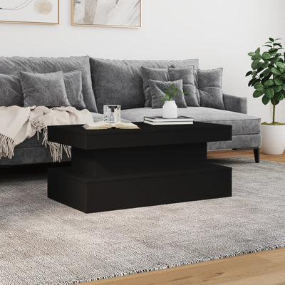 Coffee Table with LED Lights Black 90x50x40 cm